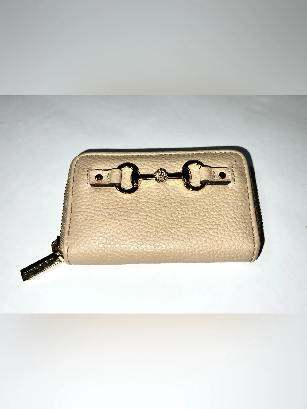 Anne Klein Pebble Leather Wallet Cream Zip Around
